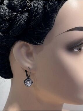 Vintage Gunmetal Regencycore Halo Drop Earrings